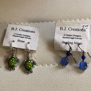 Green and Silver Ornate Earrings